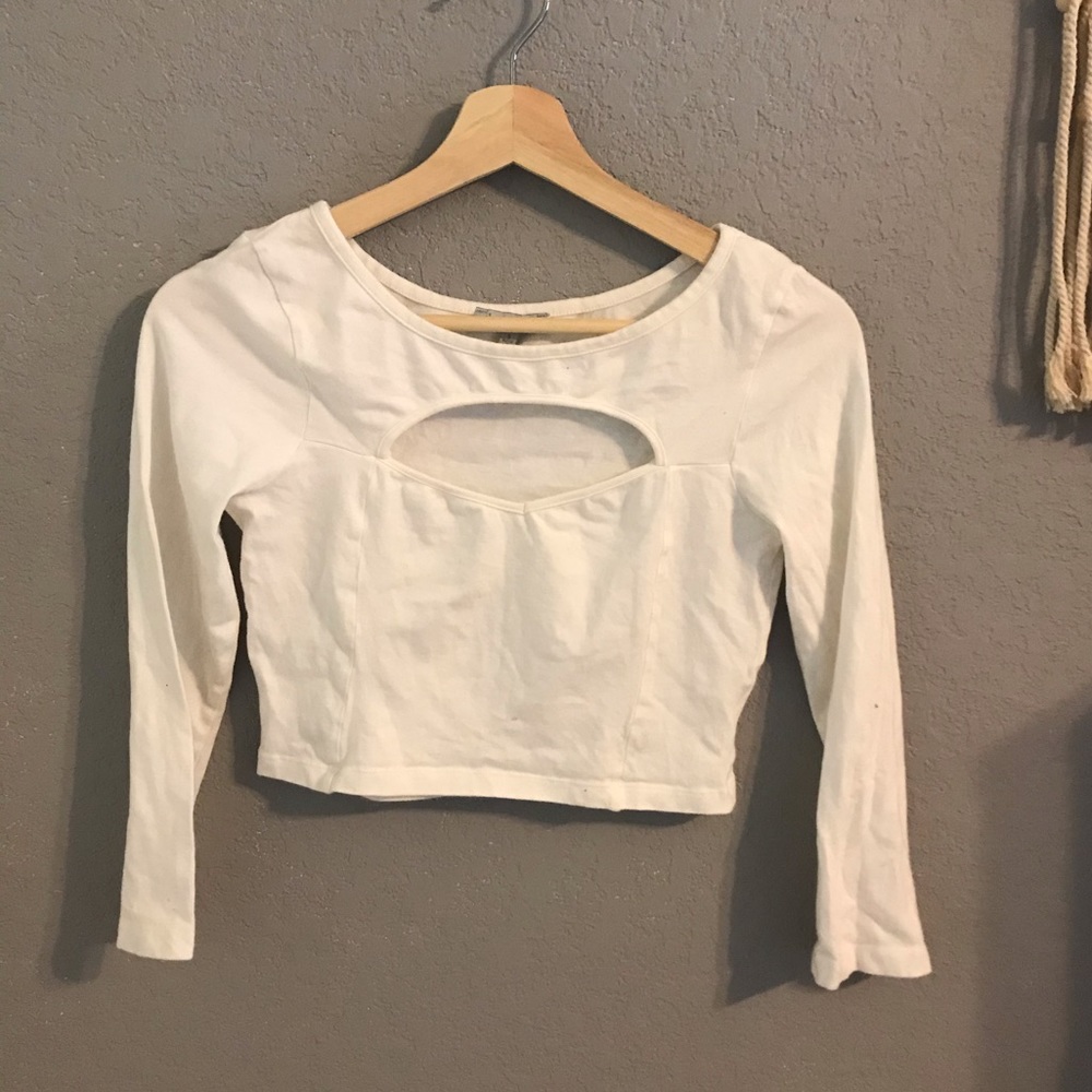 White cutout crop top
